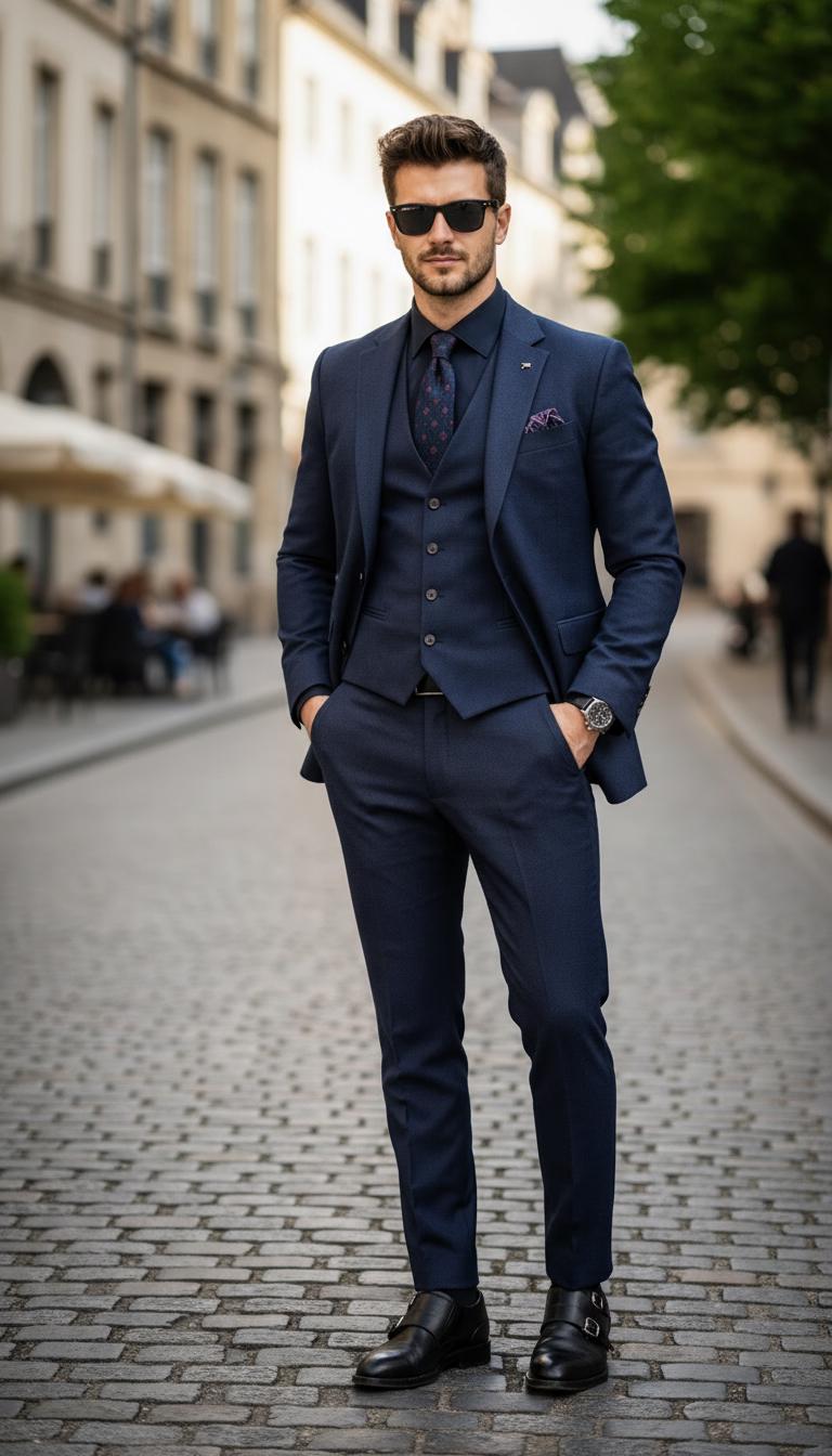 Slim Fit Three-piece Suit: Black Jacket, Vest & Trousers - Etsy