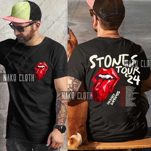 2 Sides The Rolling Stones Unisex Tshirt, Vintage Rolling Stones, Hackney Diamonds Tour 2024  Band TShirt, Sweatshirt Rolling Stones Hoodie