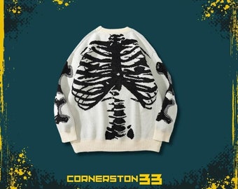 CornerSton33: Übergroßer Skelett Anatomie Hoodie, Y2K Streetwear Hoodie, Pullover Pullover, Crewncek Pullover, Wintermode, Loose Fit