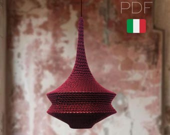 Crochet pattern to create a beautiful lampshade/decoration, PDF in ITALIAN, 8 pages of instructions to make Coco.