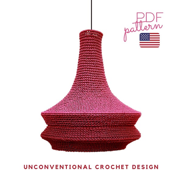 Patrón de crochet para crear una hermosa pantalla de lámpara de diseño, PDF ENG USA, Pantalla de lámpara de crochet Tajine, ideal también para regalo.