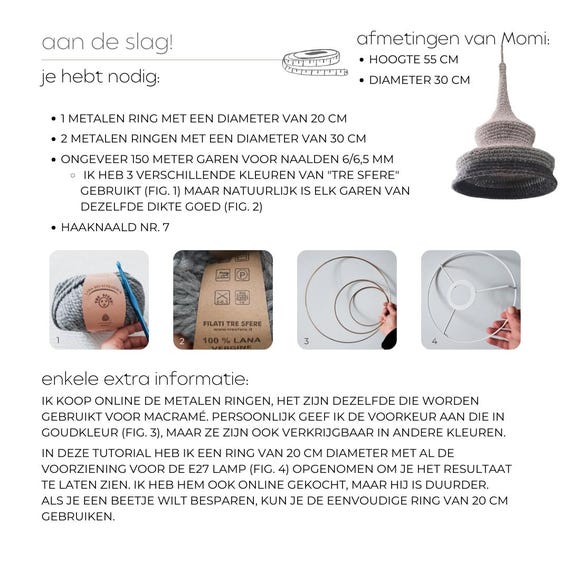 Haakpatroon lampenkap of decoratie | MOMI | NEDERLANDS | 8-pagina’s PDF met duidelijke instructies
