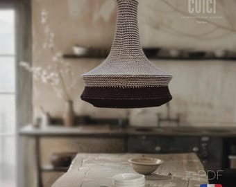 Crochet model to create a superb designer lampshade | 6 pages of easy instructions | Ideal as a creative gift | PDF Français (FRA)