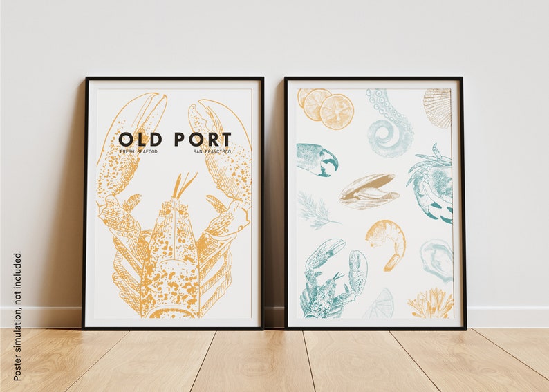 Pack of 20 Seafood Illustrations, Hand-drawn, Fish Restaurants ...