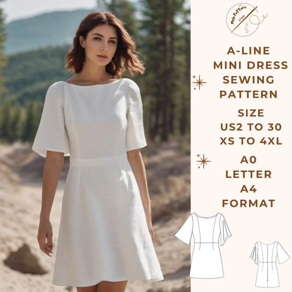 linen a line dress pattern Linen Midi Dress Sewing Pattern - A Line Dress Pattern - Women Cottagecore Linen Dress Sewing Pattern - Easy Dress XS-5XL Pattern