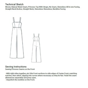 Palazzo Full Jumpsuit Sewing Pattern, PDF Sewing Pattern Instant Download, Easy Digital Pdf, US Sizes 2-30, Plus Size Pattern image 8