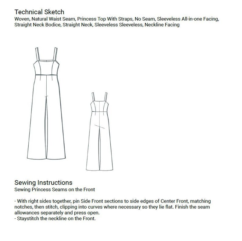 Palazzo Full Jumpsuit Sewing Pattern, PDF Sewing Pattern Instant Download, Easy Digital Pdf, US Sizes 2-30, Plus Size Pattern image 8