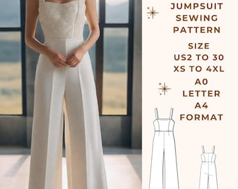 Palazzo Pełny Kombinezon Wzór Do Szycia, Wzór Do Szycia W PDF Natychmiastowe Pobieranie, Łatwy Cyfrowy PDF, Rozmiary US 2-30, Wzór Plus Size