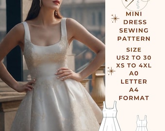 satin mini dress pattern Milkmaid Mini Open Back Dress Sewing Pattern Instant download Rosys Patterns