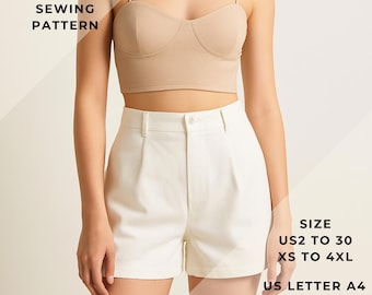 Shorts Sewing Pattern | XS- XXXL | Women Shorts Pattern | High Waist Shorts | Wide Leg Shorts Pattern | Sewing Project