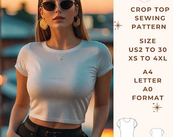 Crop Top Pattern, Crop Top Sewing Pattern, Women Crop Top Sewing Pattern,Sewing Pattern PDF,US Sizes 2-30, Plus Size Pattern