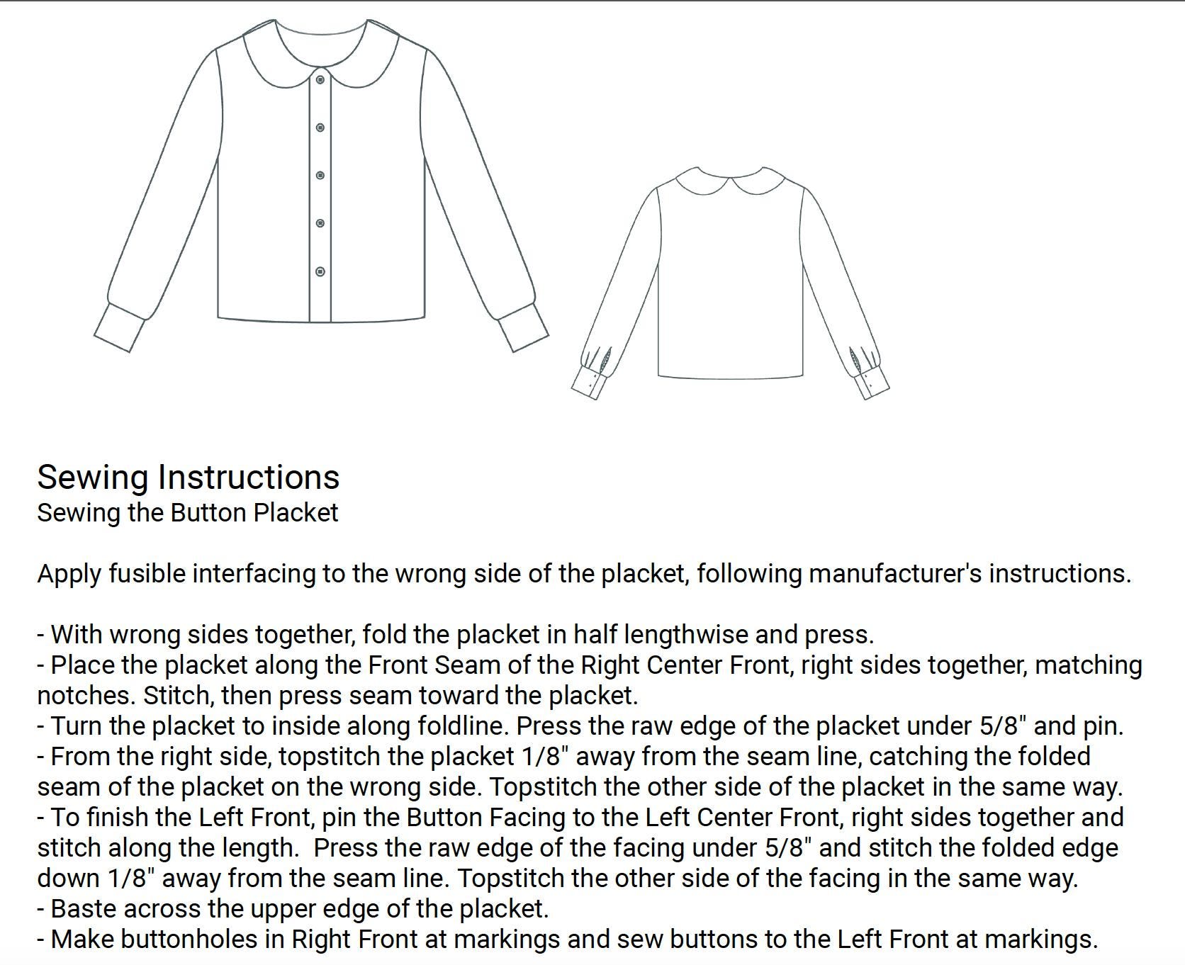 Girls Peter Pan Collar Blouse Sewing Pattern,long Sleeve Shirt for Kids ...