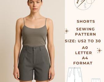 Shorts Sewing Pattern | XS- XXXL | Women Shorts Pattern | High Waist Shorts | Wide Leg Shorts Pattern | Sewing Project