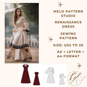 Renaissance Mittelalter Cosplay Kleid und Korsett Muster, Fee, Regency, Elfenkleid, Maxikleid, Halloween-Kostüm, A0 A4 US Letter-US 2 bis 30 Bild 1