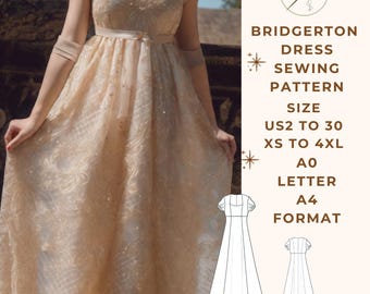 Vintage Dress Sewing Pattern,  Renaissance dress sewing pattern, Maxi Dress, Ball Gown, US 2 to 30 and XS to 4XL