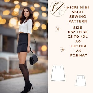 Mini Skirt Pattern, Skirt Sewing Pattern, Mini Skirt Sewing Pattern,Sewing Pattern PDF,US Sizes 2-30, Plus Size Pattern