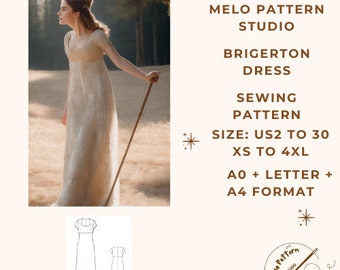 Bridgerton Kleid Schnittmuster, Bridgerton Kleid, Renaissance Kleid Schnittmuster, Maxi Kleid, Ballkleid, 2 bis 30 und XS bis 4XL