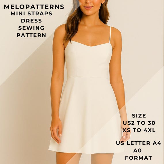 Mini Straps Dress Sewing Pattern, Mini Dress, Homecoming Dress , A-line  Dress Ladies Size ( US2 to 30 )-EU(XS to 4XL) - Etsy Israel