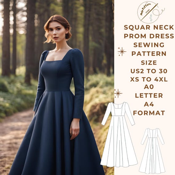 Prom Dress Sewing Pattern ,range of Size Options US 2 to 30 and XS to  4xl,suitable A0- A4-US Letter Paper Format - Etsy