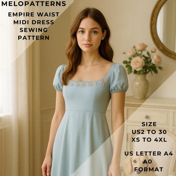 Buy Empire Waist Mini Dress Sewing Pattern, Bridgerton Dress, Renaissance  Dress Sewing Pattern, Maxi Dress, Ball Gown, US 2 to 30 and XS to 4XL  Online in India - Etsy