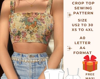 Corset Top Pattern, Crop Top Sewing Pattern, Women Corset Top Sewing Pattern,Sewing Pattern PDF,US Sizes 2-30, Plus Size Pattern