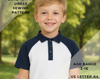 Jungen T-Shirt Muster, Kinder Sommer T-Shirt, Kinder Shirt Altersspanne 2-16 Jahre, geeignet A0-A4-US Letter Papierformat