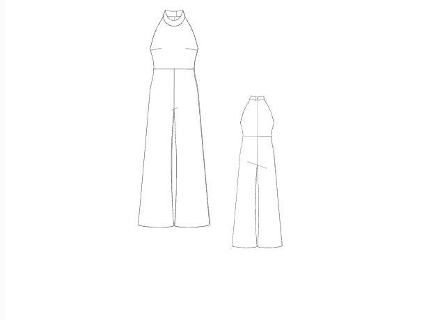 Palazzo Halter Neck Jumpsuit Sewing Pattern, PDF Sewing Pattern Instant ...