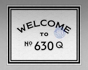 Letrero de bienvenida de mosaico personalizado: número de casa personalizado, decoración vintage para la entrada