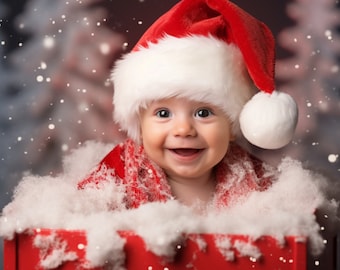 8 Baby Backdrops Christmas Gift Box | Newborn Christmas Photoshoot | Baby First Christmas Photos | Photography Digital Backgrounds