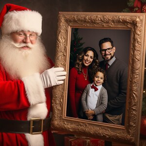 10 Weihnachtsmann mit Bilderrahmen Weihnachtshintergrund | Familie Weihnachtsporträt Idee | Urlaub Lustige Fotoshooting | Digital Fotografie Hintergründe