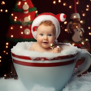 10 décors de Noël pour bébé | Séance photo de Noël pour nouveau-né | Photographie de bébé drôle de vacances | Arrière-plans de photographie numérique