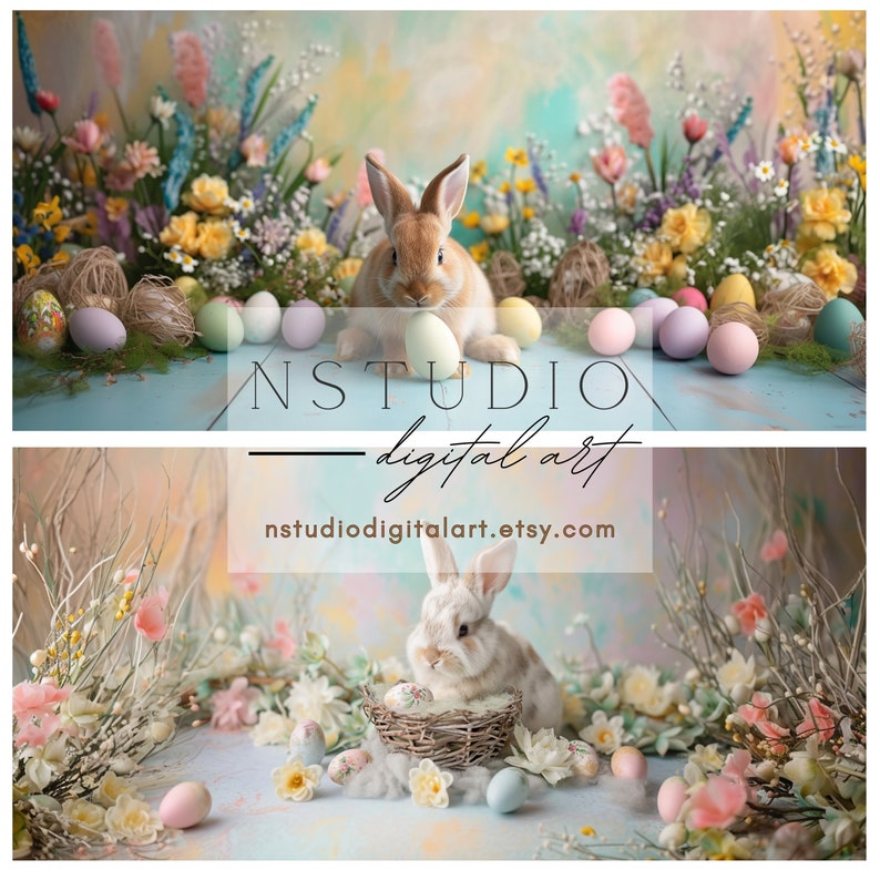 Easter Rabbit Photograpfy 7 Rustic Easter Bunny Photography Digital Backdrops, Kids Spring ...