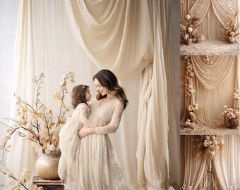 11 Vintage Maternity Photography Digital Backdrops, Floral Photo Props, Pregnancy & Wedding Photoshoot Studio Backgrounds