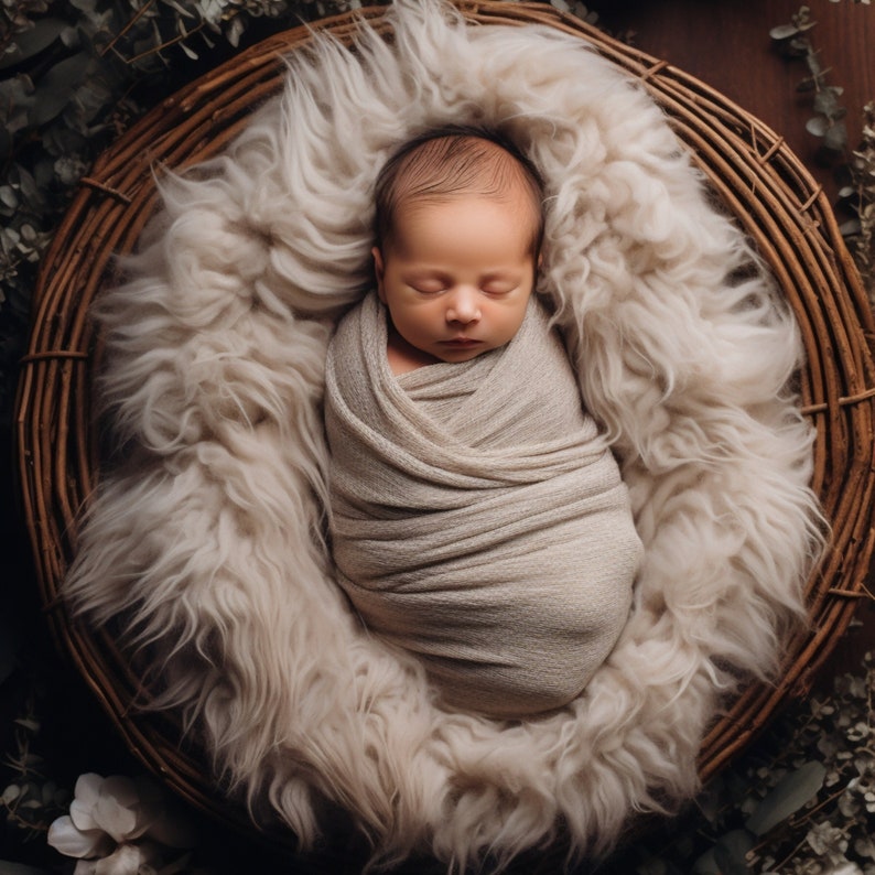 5 Classic Newborn Botanical Basкet Backdrop Baby Girl Photoshoot Baby