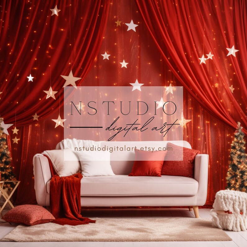 15 Christmas Family Portrait Backdrops: Xmas Room Photography (digital ...