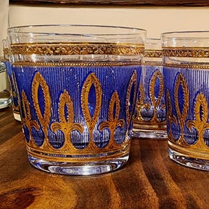 Culver Blue Fleur de Lis Manhattan-glas - uiterst zeldzaam!