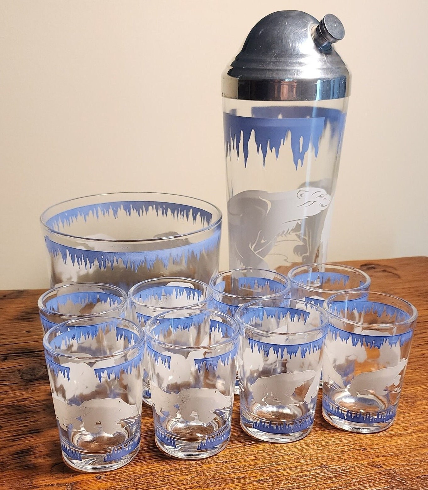 1930s Hazel Atlas Polar Bear Bar Set - Etsy