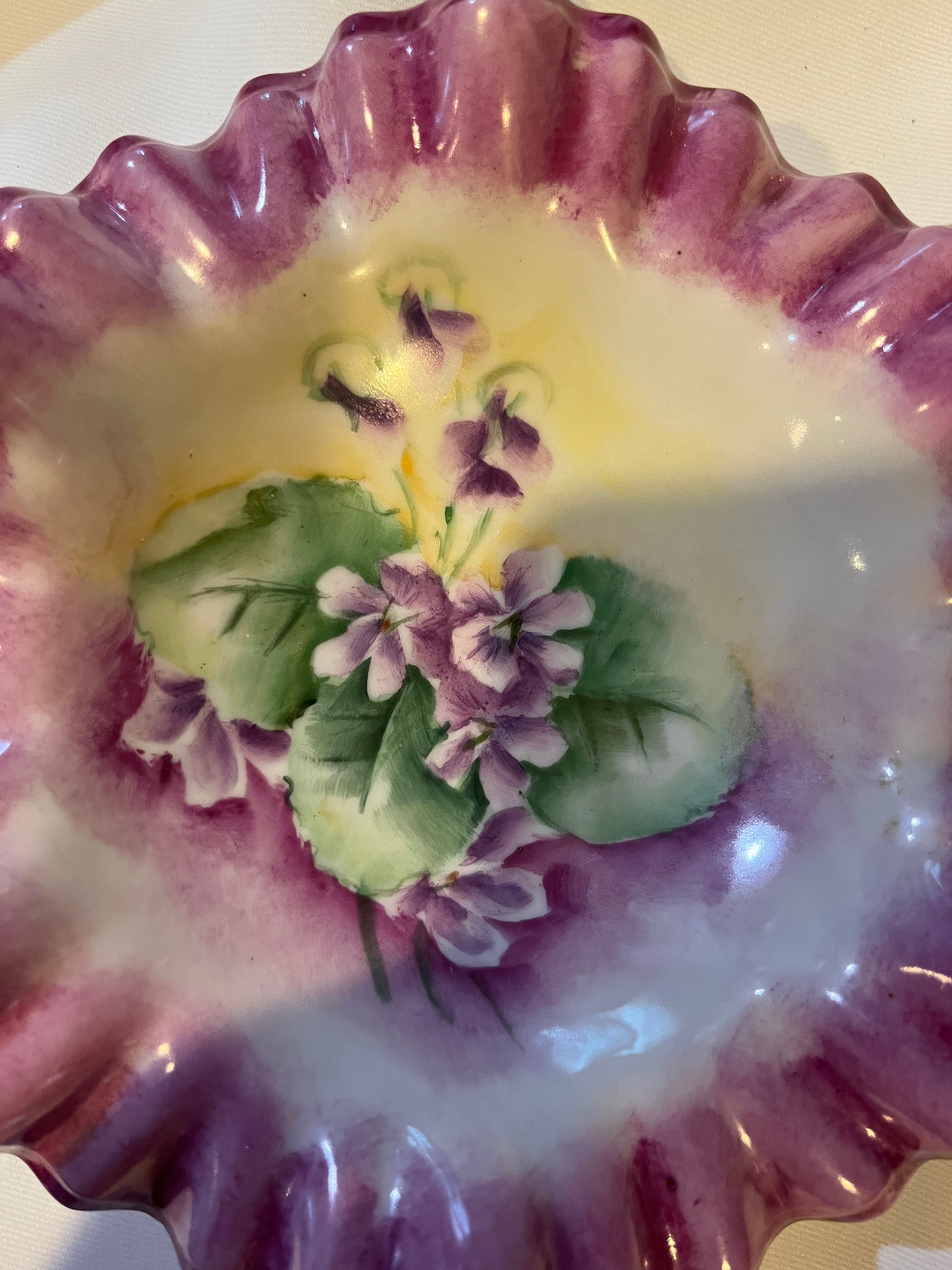 Floral Painted Ruffle Edged Dish - Etsy