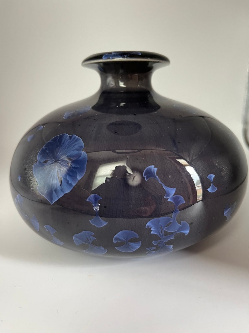 Studio Art Pottery Blue Crystalline Glaze Bud Vase Incense Holder ...