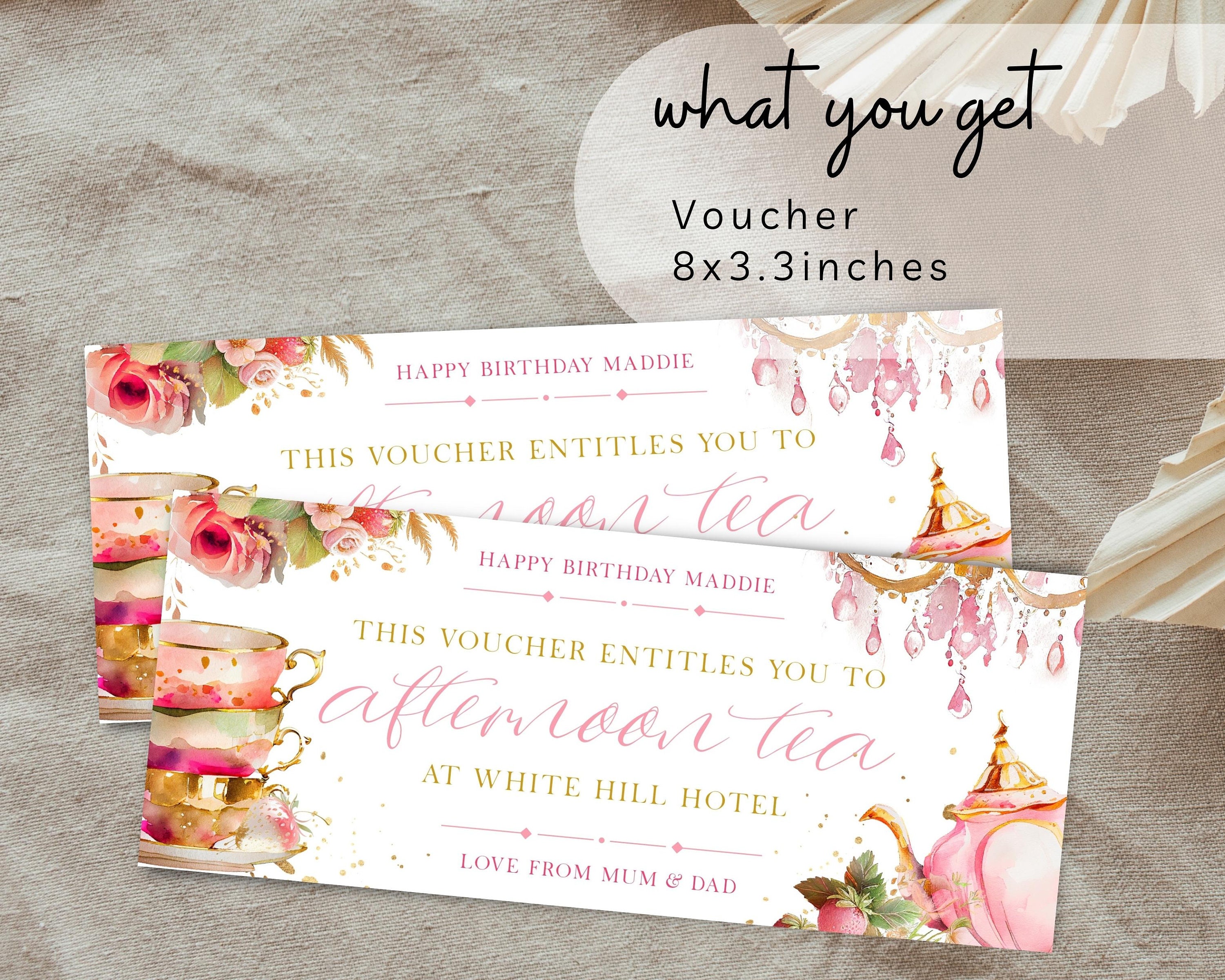 Afternoon Tea Gift Voucher, Brunch Voucher, Mother's Day Voucher