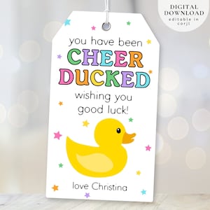Tag „You have been Cheer Ducked”, tag do wydrukowania dla drużyny cheerleaderek, tag powodzenia cheerleaderek, tag zawodów cheerleaderek, pomysły na prezenty cheerleaderek, tagi cheerleaderek, 342