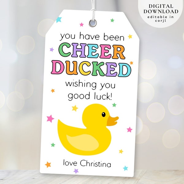 You've been Cheer Ducked Tag, Cheer Team Printable Tag, Cheerleader good luck tag, Cheer Competition Tag, Cheer Gift ideas, Cheer Tags, 342