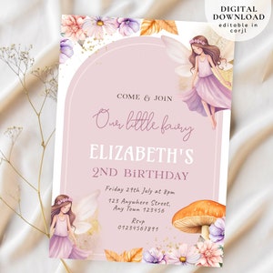 Editable Fairy birthday invite, Enchanted Pixie Party, Fairy Forest Girl invite, Fairy Garden Birthday invite, Enchanted Fairy invite, 152