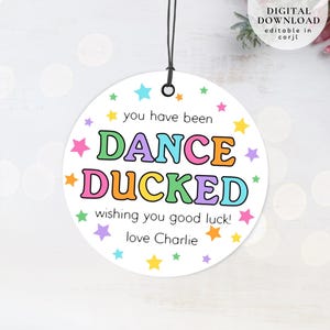 Tag „You have been Dance Ducked”, Tag do wydrukowania dla zespołu tanecznego, Tag powodzenia w tańcu, Tag zawodów tanecznych, pomysły na prezenty taneczne, Tagi „ducked”, 473