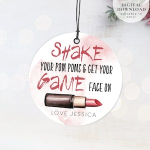 Get Your Game Face On Cheerleader Tag, Printable Cheer Team Tag, Cheerleader good luck tag, Cheer Competition Tag, Make Up Cheer Tags, 339