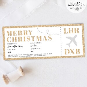 Weihnachts-Geschenkgutschein, Glitzer-Flugticket-Gutschein, Wochenendausflug-Gutschein, Beliebiges City-Break-Einschreiben, Geburtstagsgutschein, Birthday Voucher, 208
