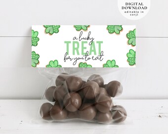 St Patrick’s Treat Bag Toppers, Lucky Treat Tag, Shamrock Bag Toppers, St Patrick’s Favor Topper, Snack Bag Topper, seal bag Topper, 348
