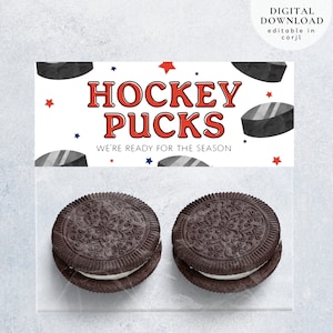 Décoration de sac de gâteries pour le jour du match, étiquette de sac de collation rondelle de hockey, décoration de sac d'équipe de hockey, décoration de faveur de hockey, décoration de sac de collation, décoration zippée, 354