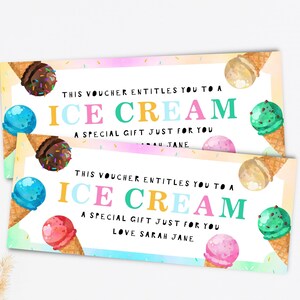 ice cream voucher, dessert tokens, wedding food voucher, birthday party voucher, ice cream token, editable gift voucher, kids gift card, 057 image 2