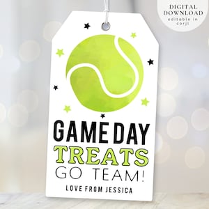 Game Day Treat Tag, Game Day Treat Tag, Tennis Party Tag, Tennis Favor Tag, Snack Bag Tag, Tennis Gift Ideas, Sports Tag, 353